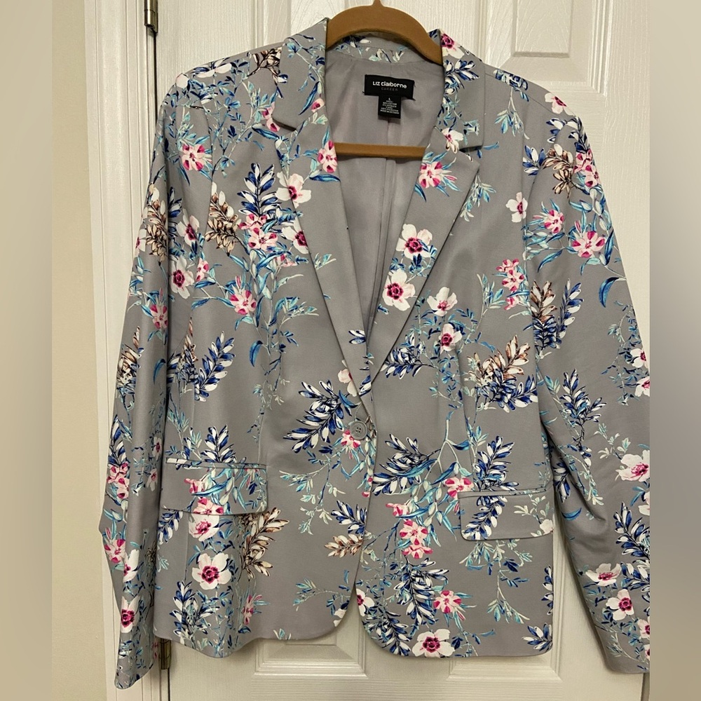 Floral print suit jacket blazer